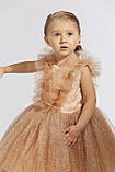 Дитяча блискуча пишна сукня для дівчинки на свято з глітеру бежевого кольору р. 98-104, фото 2
