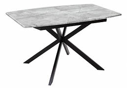 Обідній розкладний стіл на металевій ніжці Річард Мікс меблі, колір стільниці базальт, ніжки чорні