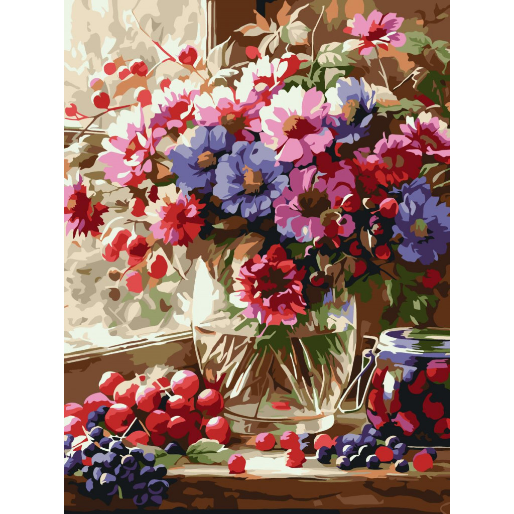 Букет і фрукти © art_selena_ua, 30х40 см Картина за номерами (Ідейка КНО-5693)