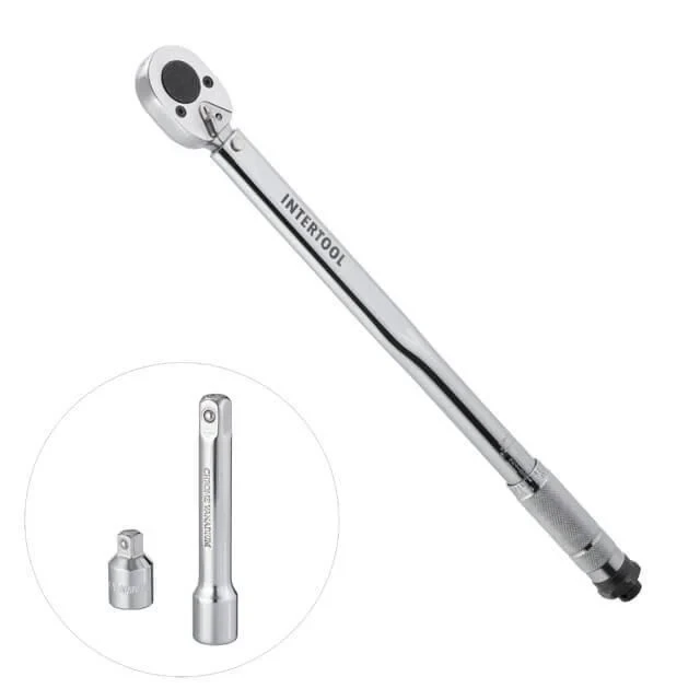 Ключ динамометричний Intertool XT-9007 1/2" 28-210 Нм перехідник 1/2" 3/8" + подовжувач 125 мм