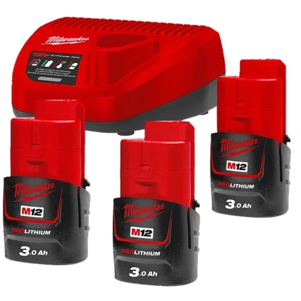 Енергокомплект MILWAUKEE M12 NRG-303 (ЗП С12+ 3акк.Х3А·год B3)
