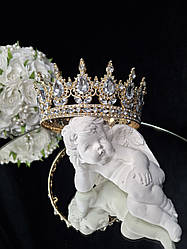 Корона з камінням Swarovski Золотий 12.5 см Жіноча корона для урочистості Декоративна корона аксесуар