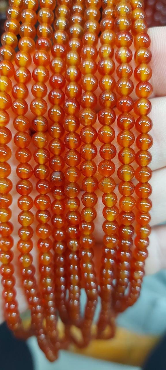 Сердолік 4 мм 37 см приблизно 80 шт, фото 1