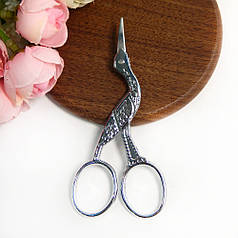 Ножиці вінтажні Цапелька, малі 9,5 см, сріблясті