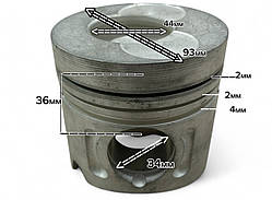 Поршень 93 мм на двигун 4JB1 (вид із маслосьемним кільцем 4мм/палець 34мм/кругла камера) ТУРБО
