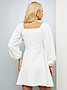 Молодіжне коктейльне коротке плаття з довгим рукавом, молочно-біле, фото 5