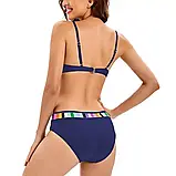 Пляжний роздільний купальник синього кольору з кольоровими вставками, фото 3