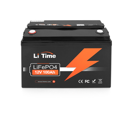 Акумуляторна батарея Li-TIME LiFePO4 12.8V 100Ач 1280Wh,(100/100A) M8, 329*172*214mm, фото 1