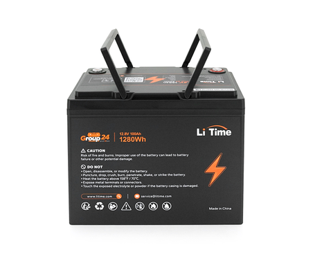 Акумуляторна батарея Li-TIME LiFePO4 12.8V 100Ач 1280Wh,(100/100A) M8, 329*172*214mm, фото 1