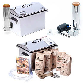 Коптильня з Нержавійки SmokeHouse Kit M DeLuxe з Термометром для холодного копчення. Метал 1.5 мм.