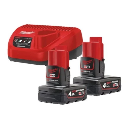 Енергокомплект MILWAUKEE M12 NRG-402 (ЗП С12+ 2акк.Х4Ач B4)