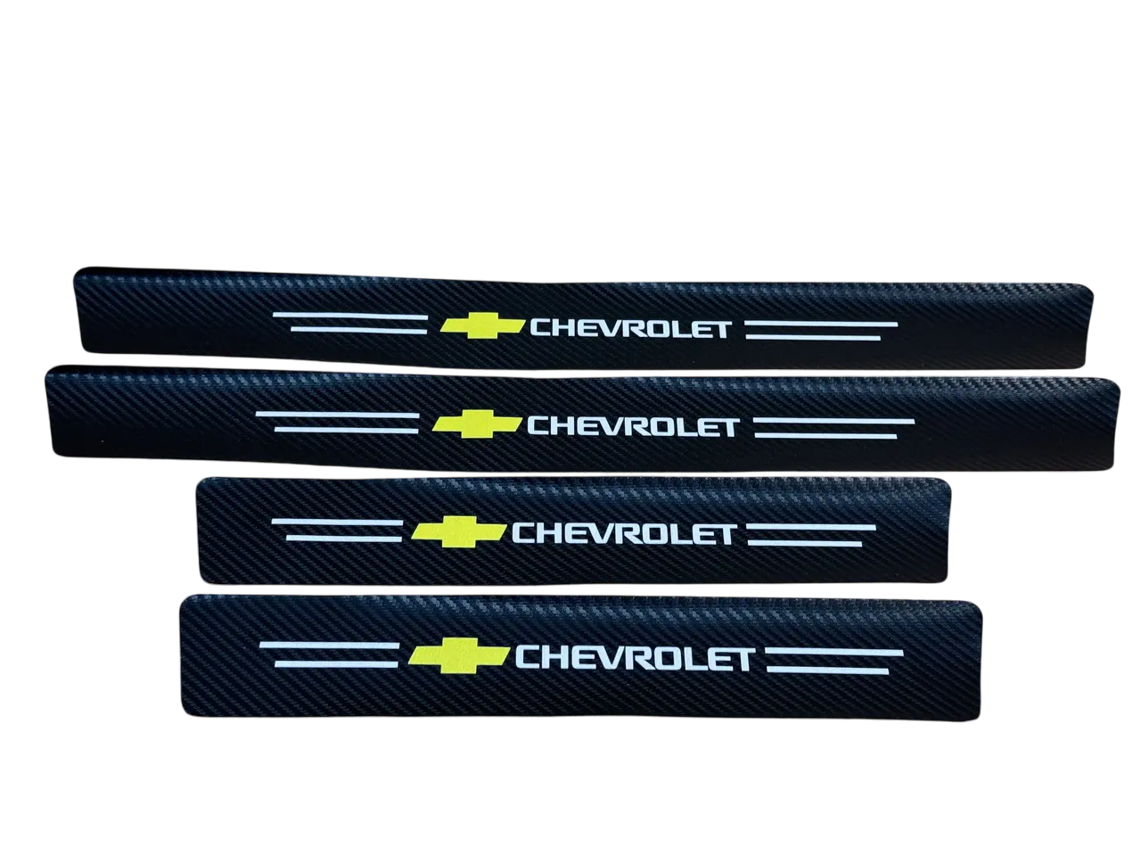 Защитная плёнка на пороги Chevrolet 5D из углеродного волокна, самоклеящаяся, 4 шт.: 2х60×7 см и 2х40×7 см