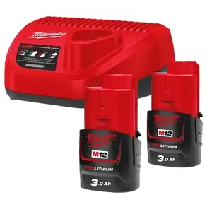 Енергокомплект MILWAUKEE M12 NRG-302 (ЗП С12+ з 2 шт. B3 Ач), фото 1