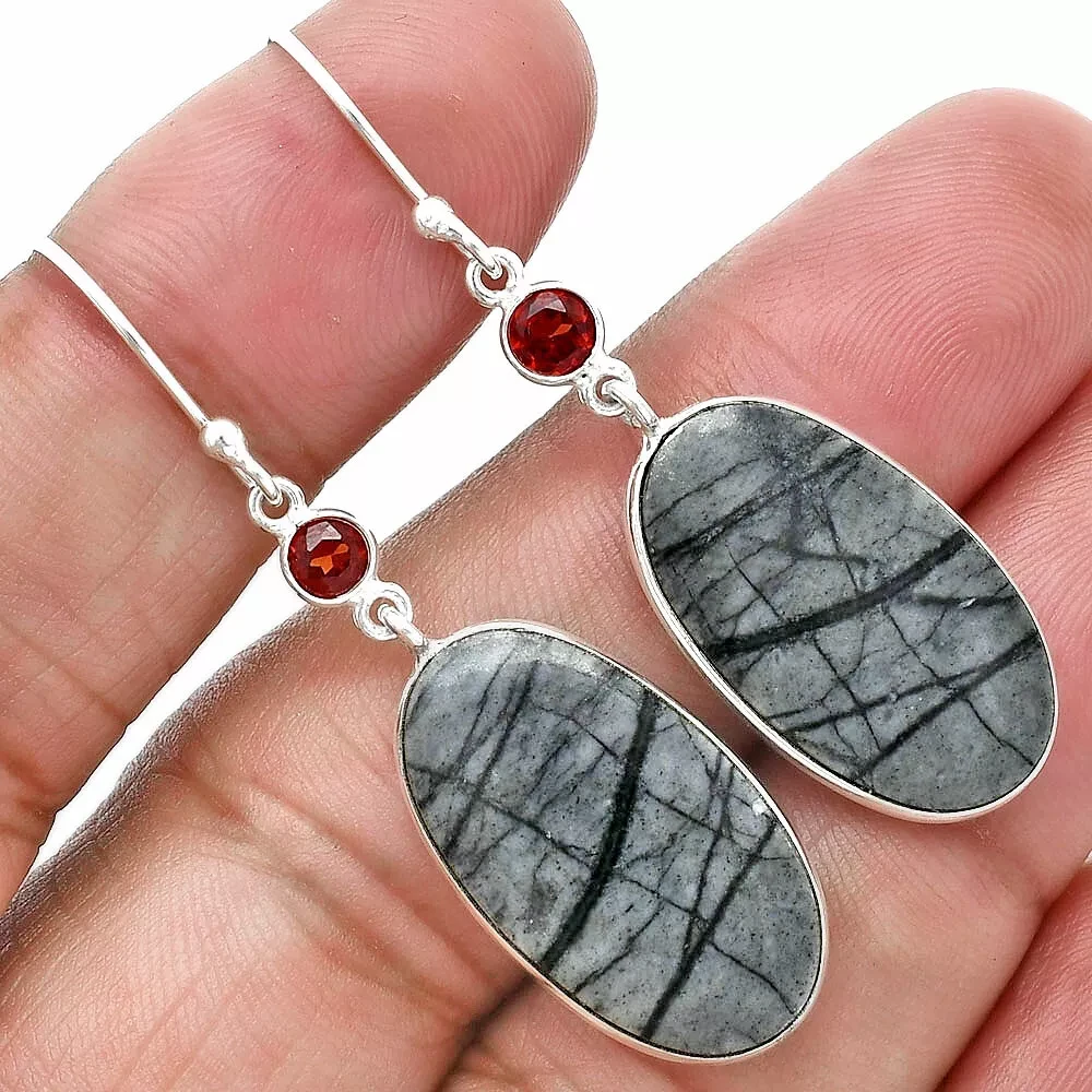 Яшма Пікассо срібні сережки, 087СЯ, фото 1