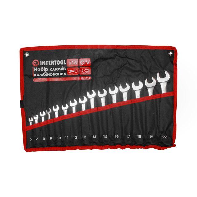 Набір комбінованих ключів в чохлі PROF DIN3113 INTERTOOL XT-1514, фото 1