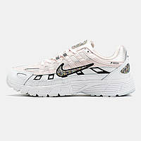 Рожеві шкіряні жіночі кросівки Nike P-6000 Демісезонні кросівки Найк Аїр Макс