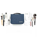 Косметичка дорожня з підвісним гачком для ванного приладдя, синя, фото 5