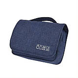 Косметичка дорожня з підвісним гачком для ванного приладдя, синя, фото 3