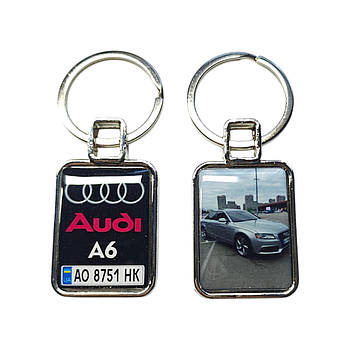 Брелок з номером та фото авто (Двосторонній), Audi
