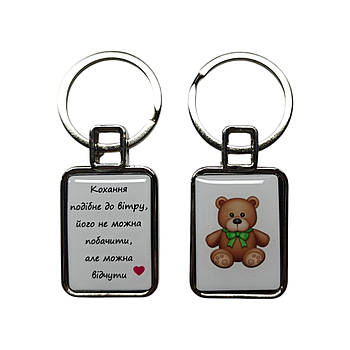 Брелок з фото та текстом (Двосторонній), медвідь, смайлики