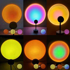 Проекційна лампа Sunset Lamp RGB 16 кольорів з пультом, кольорова, фото 5