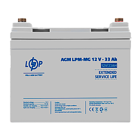 Акумулятор мультигелевий LPM-MG 12 V — 33 Ah + праворуч