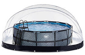 Каркасний басейн EXIT 427x122 см з накриттям "Камінь" (пісочний фільтр)