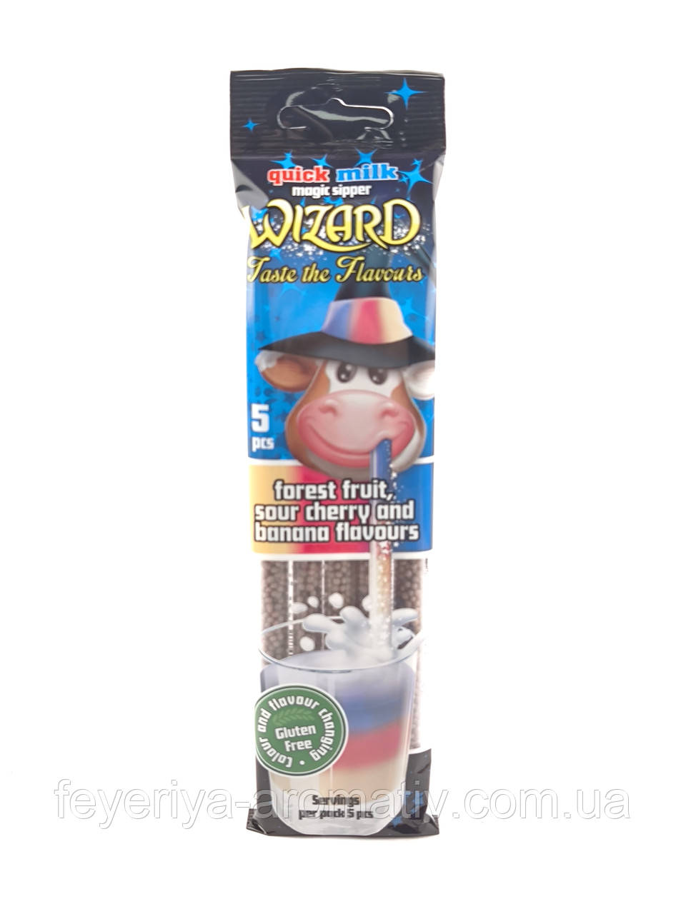 Трубочки для молока зі смаком лісових ягід, вишні та банана Quick Milk Magic Sipper 5 шт * 6 г Угорщина