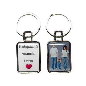 Брелок з сімейним фото та текстом  (Двосторонній)