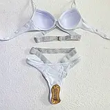 Білий жіночий роздільний купальник на пляж ліф на застібці з кісточками, фото 6