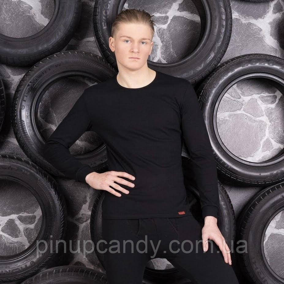 Чоловічий теплий лонгслів Lans 13/002 бавовна інтерлок (розміри: L-4XL) чорний, фото 1