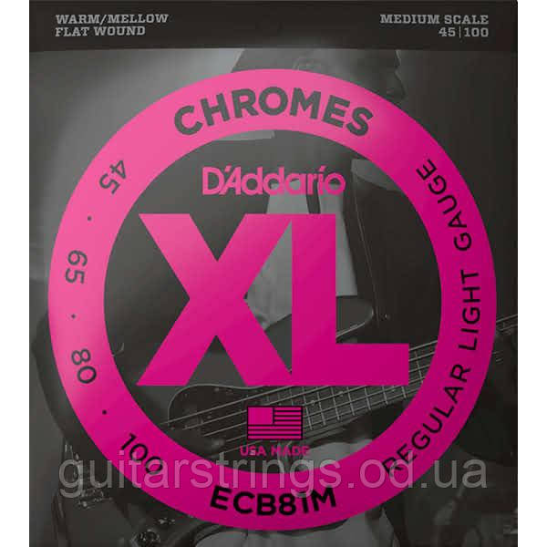 Струны D'Addario ECB81M Chromes Flat Wound Medium 45-100