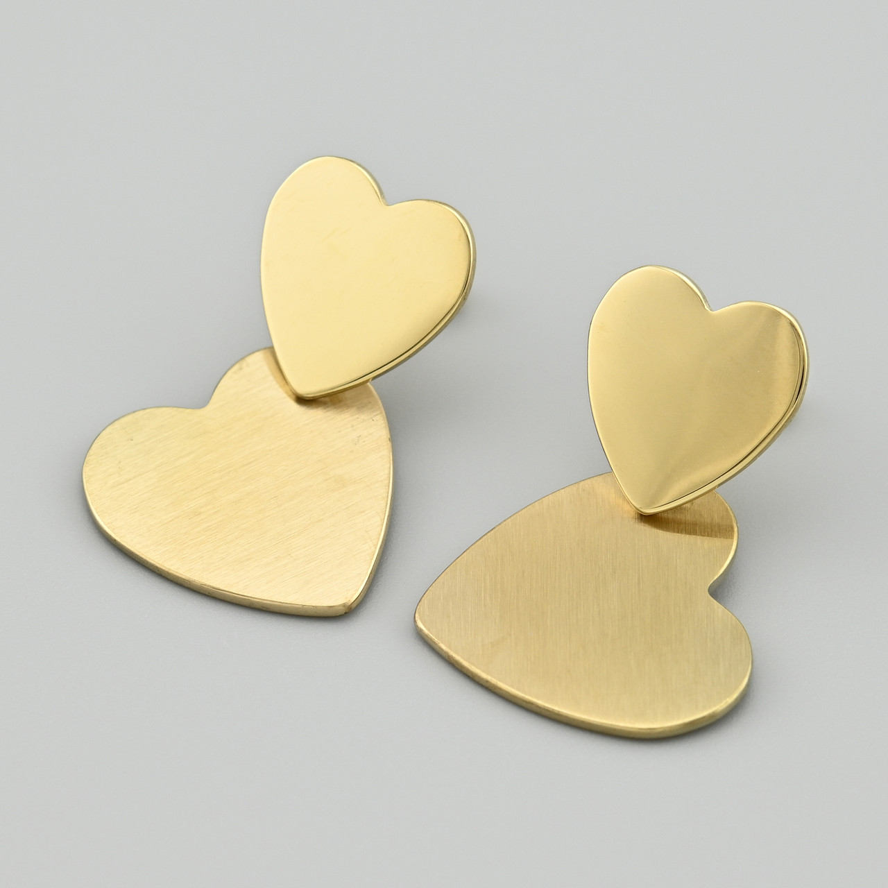 Сережки підвіски Серце 49000 розмір 30х19 мм вага 7.7 г сталь позолота 14К, фото 1