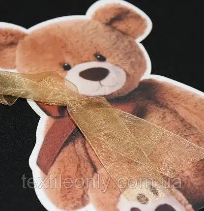 Нашивка з декором Ведмедик з фатиновим бантом 230 мм, фото 2