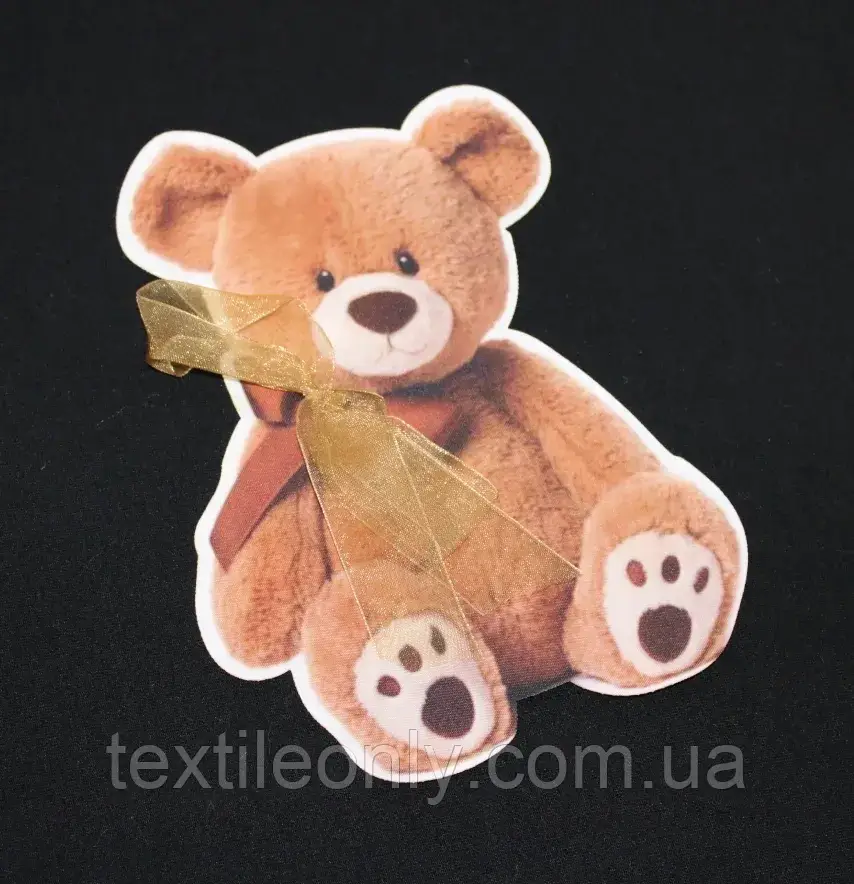 Нашивка з декором Ведмедик з фатиновим бантом 230 мм
