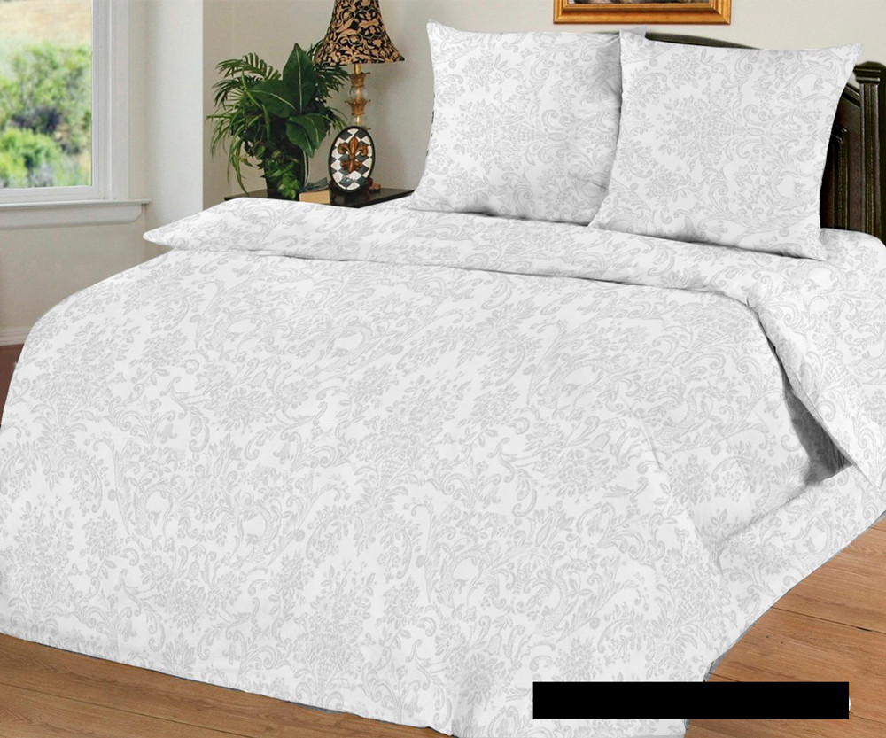 Білий євро максі комплект постільної білизни з орнаментом 200х220 з Бязі Gold бавовняний, Черешенька