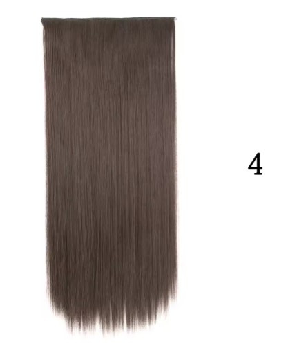 Волосся на заколках щтучне накладне пряме коричневе треси (5ZAK-S4), фото 1