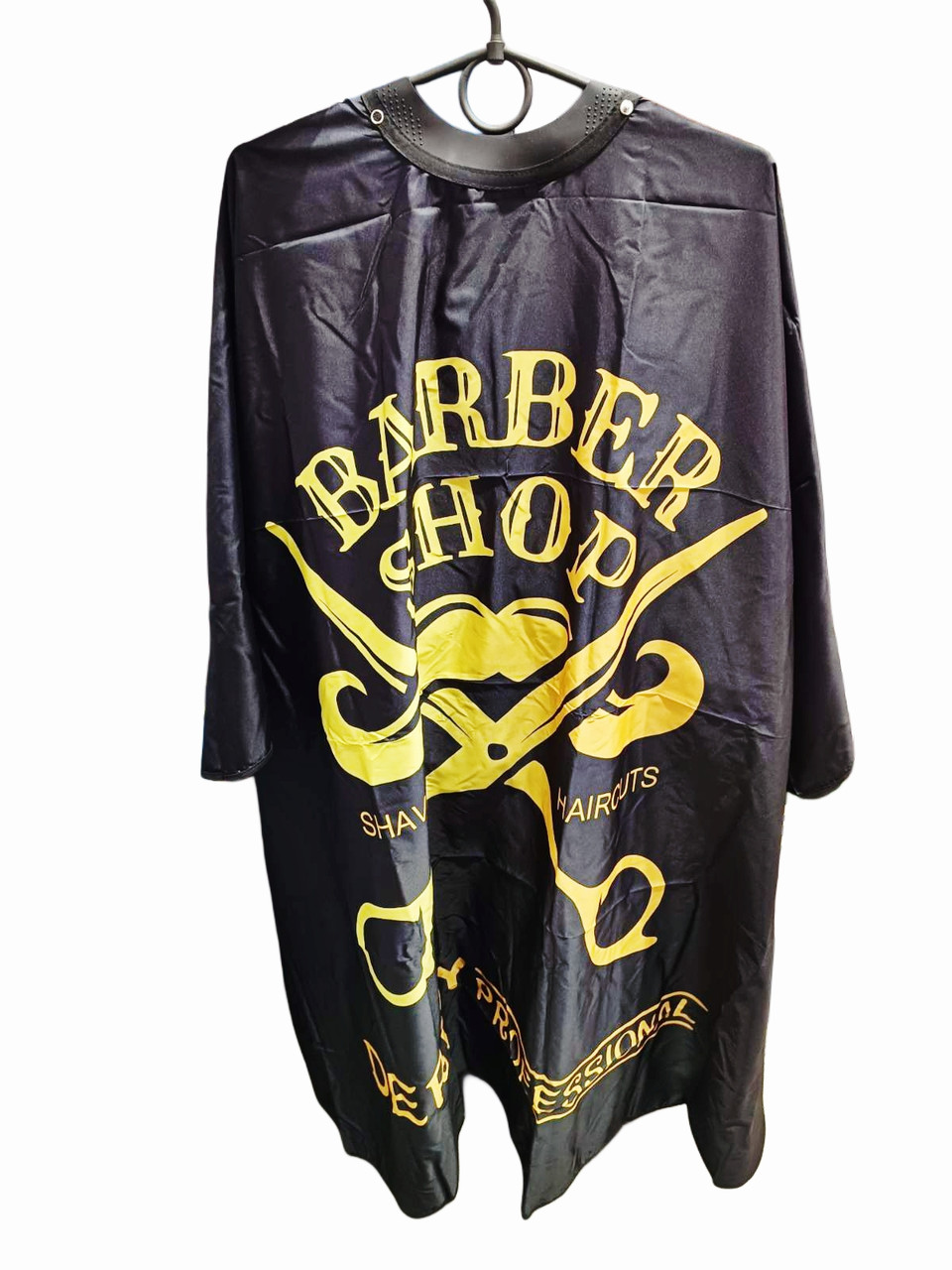 Перукарський пеньюар із гумовим коміром | Водовідштовхувальний | На кнопках | Barber Shop, фото 1