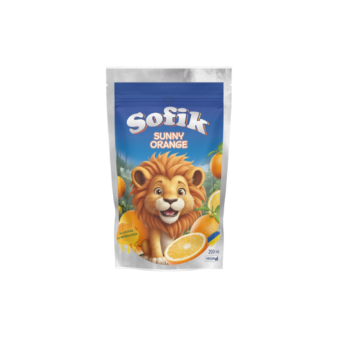 Напій соковий негазований Sofik "SUNNY ORANGE" зі смаком апельсину 200мл