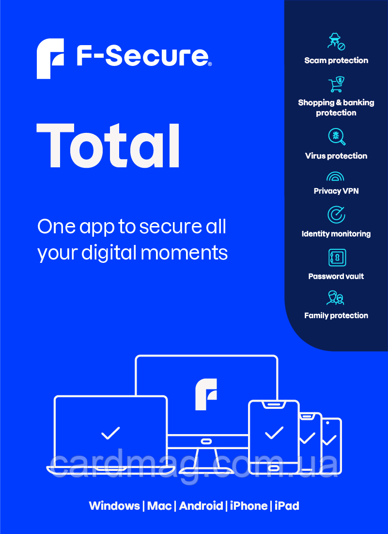 Підписка F-Secure Total на 1 рік для 5 пристроїв