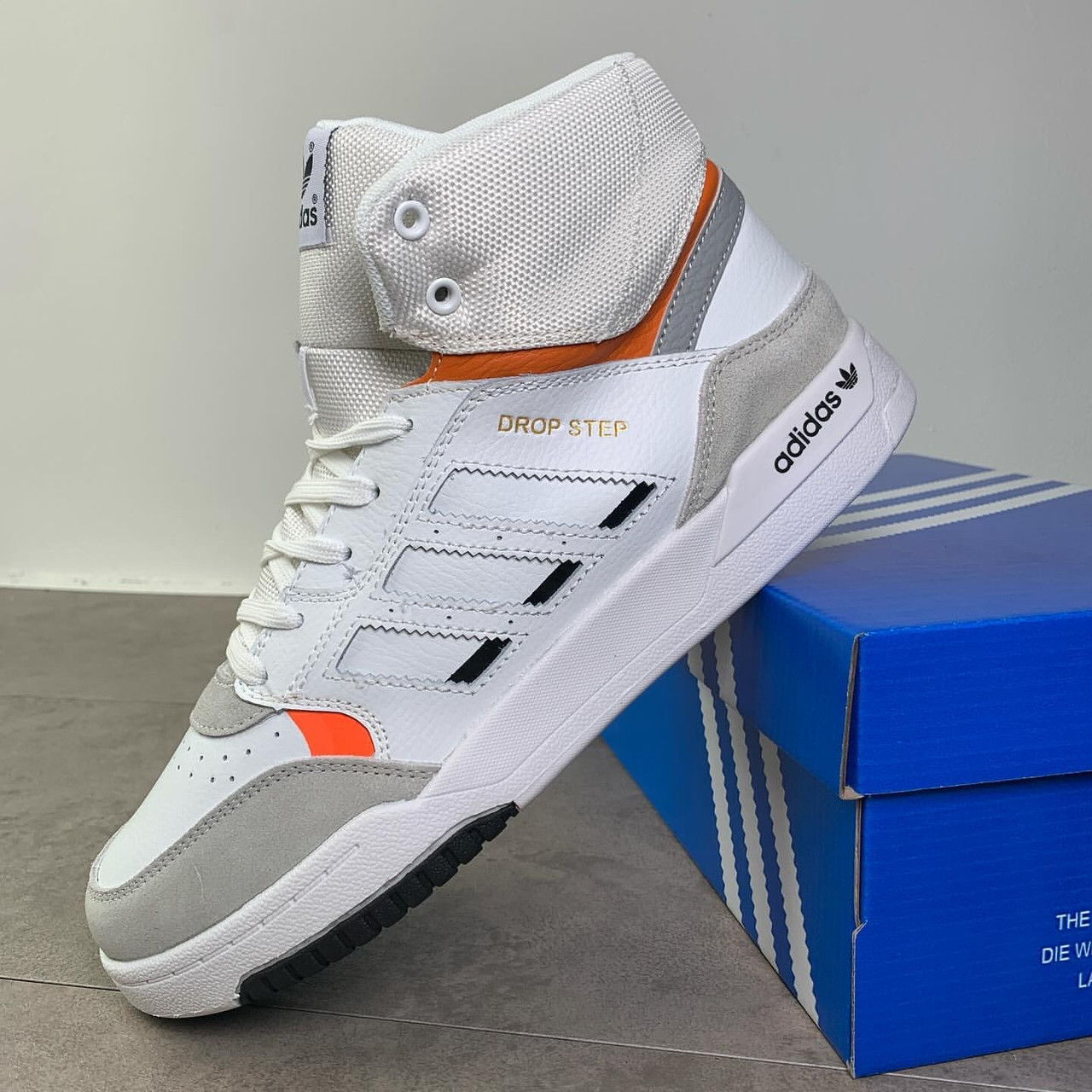 Кросівки чоловічі високі зимові Adidas Drop Step білі комбіновані