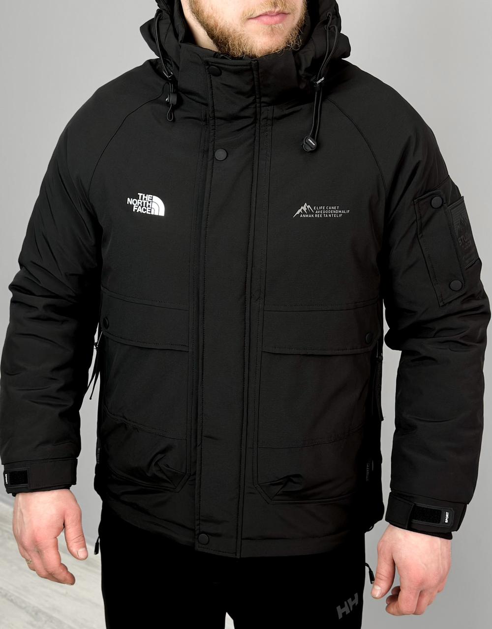 Куртка чоловіча The North Face TNF чорна демісезонна з капюшоном Зе Норт Фейс ТНФ