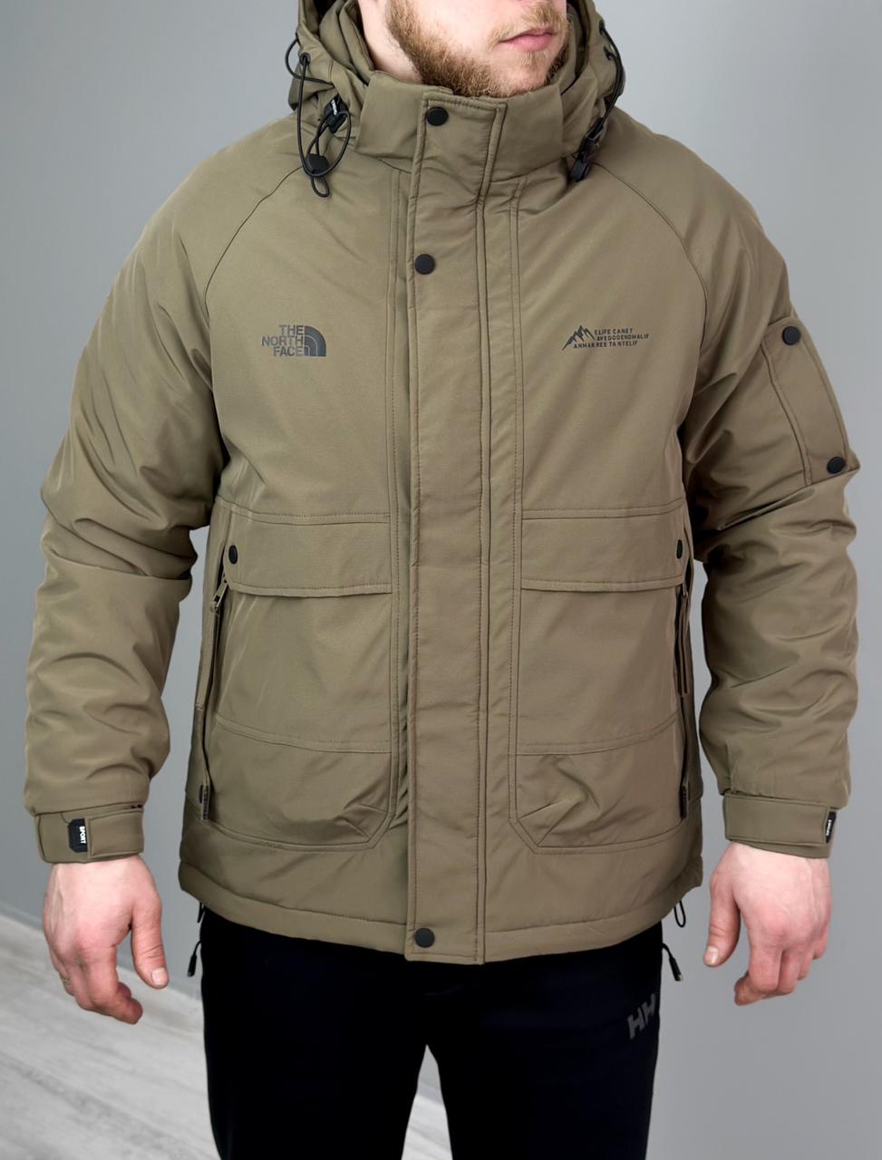 Чоловіча куртка The North Face TNF демісезонна з капюшоном Зе Норт Фейс ТНФ бежева