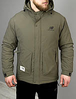 Чоловіча куртка New Balance хакі демісезонна спортивна куртка з капюшоном весна осінь