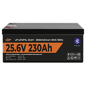 Акумулятор LP LiFePO4 25,6V - 230 Ah (5888Wh) (Smart BMS 150А) з BT пластик