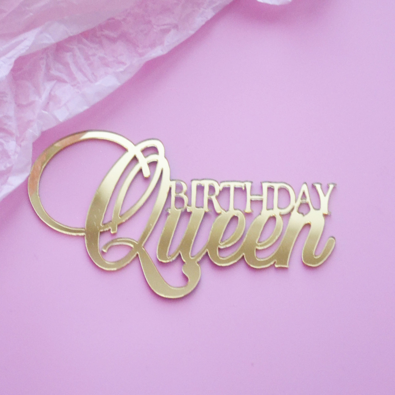 Топпер дзеркальний золото "Birthday Queen" 2819