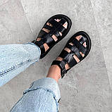 Стильні чорні шкіряні жіночі сандалі, фото 7