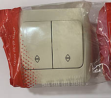 Вимикач подвійний прохідний EL-BI ZIRVE Кремовий 0365