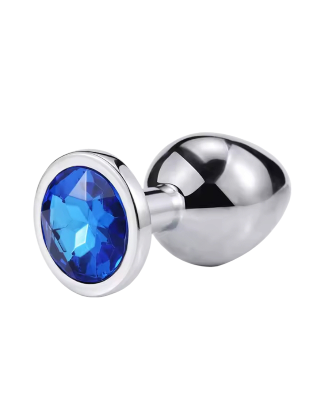 Металевий анальний корок Silver, dark blue, розмір М, фото 1