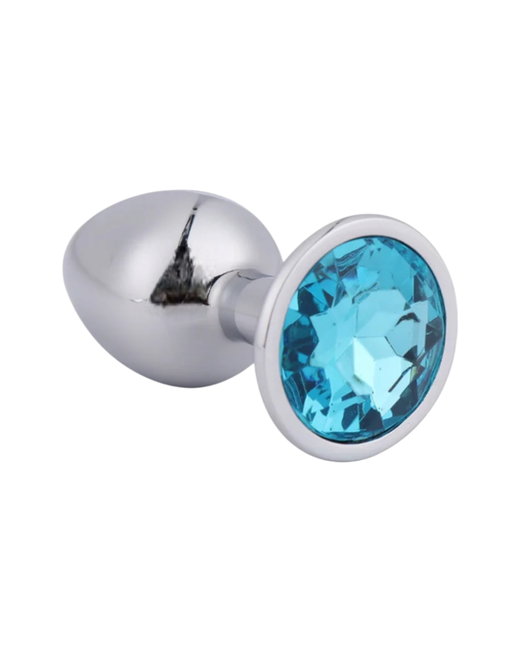 Металевий анальний корок Silver, blue, розмір М, фото 1
